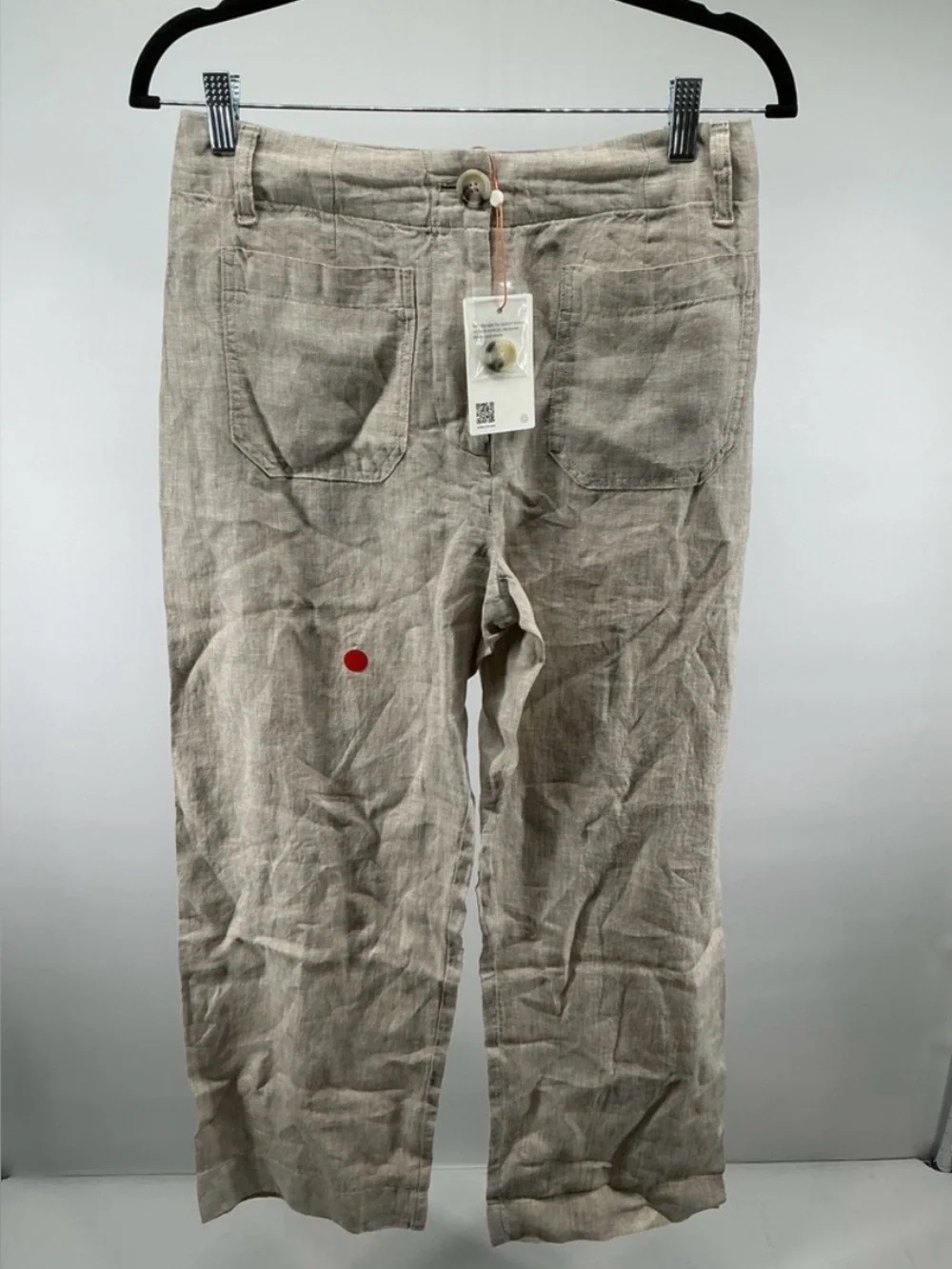 NWT Quince 100% European Linen Patch Pocket Wide Leg Pants, Size 4